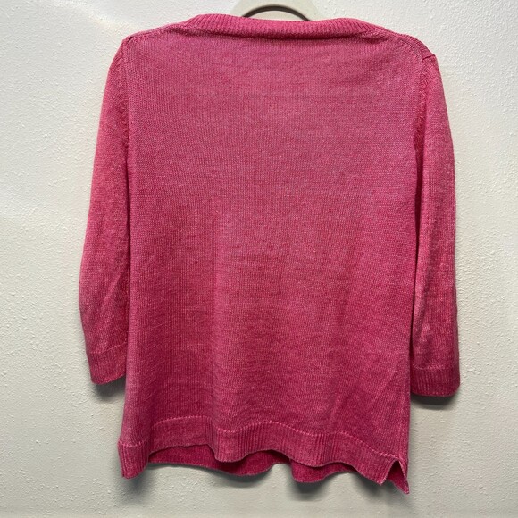 Talbots 100% Linen Red Pullover V-Neck Sweater Women's sz M - Picture 3 of 8
